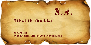 Mikulik Anetta névjegykártya